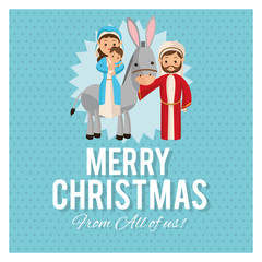 Holy family icon. Merry Christmas design. Vector graphic