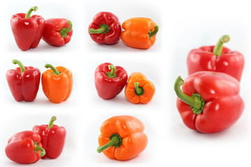 pepper collage isolated on white background