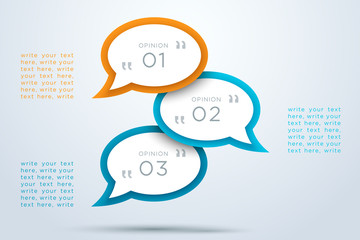 Speech Bubbles 3d Overlapping With Numbers 1 to 3