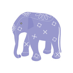 Blue decorative ceramic elephant. souvenir. flat. vector illustration.