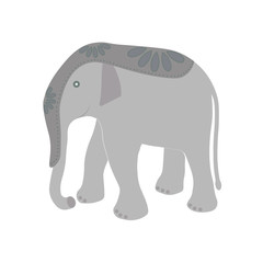 Grey decorative elephant. cape decoration. Flatow. vector illustration.