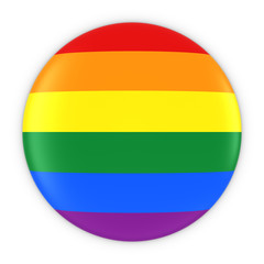 Gay Pride Flag Button - Rainbow Flag Badge 3D Illustration