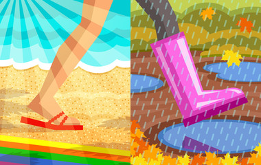 Step from summer to autumn