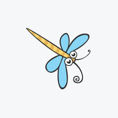 Funny dragonfly. Flat Vector icons for your design