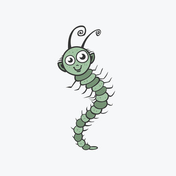 Funny vector icon. Centipede, caterpillar, worm. Flat Illustrati