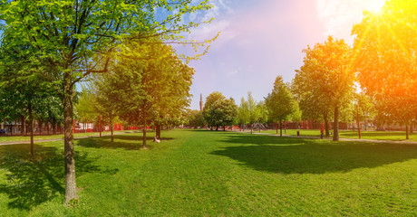 Obraz premium Summer view of Park Jean-Baptiste Lebas in Lille France