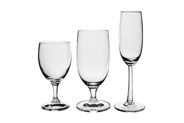 Three empty glasses