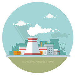 Energy station. The nuclear power plant on the background of the