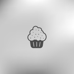 Flat paper cut style icon of cake