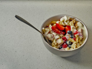 Fresh fruit salad in a bowl.