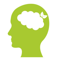 human head icon. Think green concept. Vector graphic