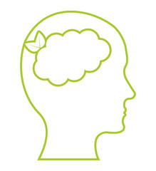 human head icon. Think green concept. Vector graphic
