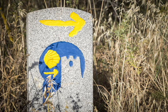 way of Saint James signpost in the countryside - Camino Moz&aacute;rabe de Santiago