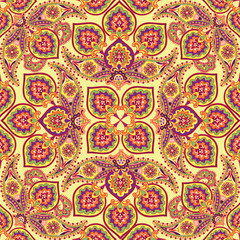 Flourish tiled pattern Abstract floral oriental ornament Geometric flower background 