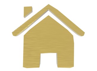 3d illustration of house rent sign. icon for game web. white background isolated. green color