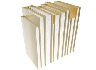 3d illustration of books. icon for game web. white background isolated with shadow. golden knowledge