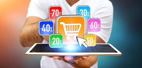 Young man shopping during sales period