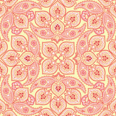 Foral geometric seamless pattern. Abstract flourish oriental fractal ornament