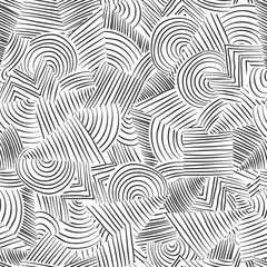 Line seamless pattern. Abstract doodle geometric ornament Futuristic texture