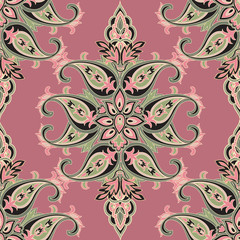 Foral geometric seamless pattern. Abstract flourish oriental fractal ornament