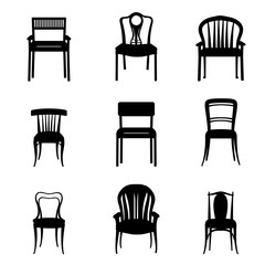 Furniture seat design element collection Chairs and armchairs interior icons set