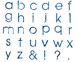 Reprints of stamps the English alphabetical lowercase, isolated
