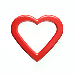 Red heart to be filled inside. 3D rendering illustration