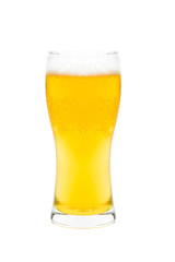 Frosty glass of light beer isolated on a white background