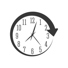 Traditional clock with arrow. Time design. vector graphic