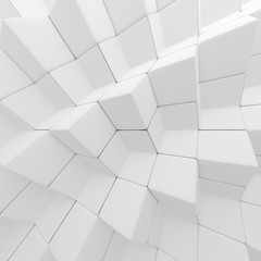 White abstract cubes backdrop. 3d rendering geometric polygons