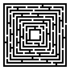Silhouette of maze isolated on white background.