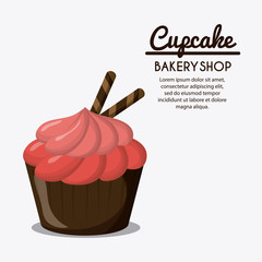 Decorated Cupcake. Sweet icon. vector graphic 