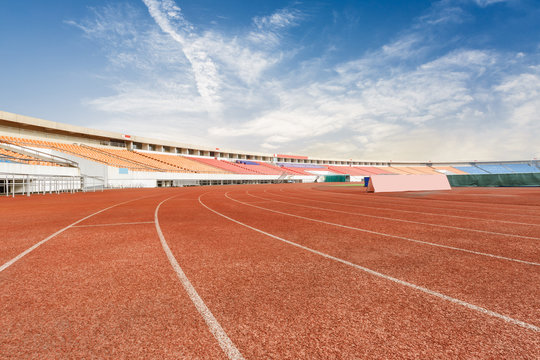 running track and bleachers at the stadium