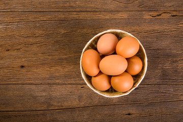 Fresh hen eggs.