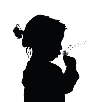 child with dandelion silhouette illustration