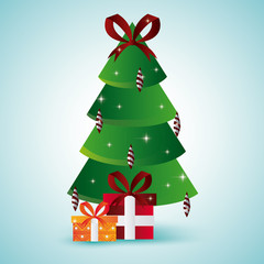 Pine tree and gifts design. Merry Christmas. vector graphic