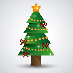 Obraz premium Pine tree and gift icon. Merry Christmas design. vector graphic