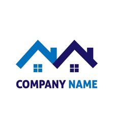 Blue houses real estate logo vector.