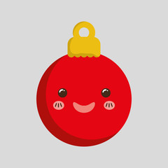 Kawaii sphere icon. Merry Christmas design. vector graphic