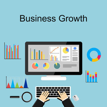 Business growth concept illustration. Monitoring and analysis business growth.
