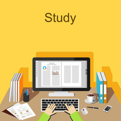 Person study or working on computer concept illustration.
