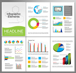 Business statistics infographics elements. Brochure design template. Flyer design template.
