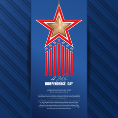 Independence Day background. Fourth of July. Independence Day design with golden star on an elegant blue background. Vector illustration