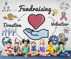Naklejka na ściany i meble Fundraising Donation Heart Charity Welfare Concept