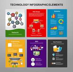 Information technology infographic elements. IT background. Brochure template. Set of flyer design template.
