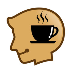 Silhouette of Human Head With Hot Coffee Symbol