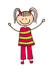 colorful drawing happy girl isolated icon design