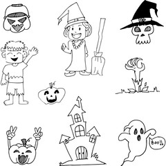 Halloween character in doodle vector art
