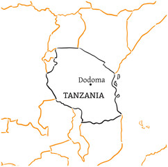Tanzania hand-drawn sketch map