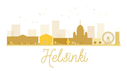 Helsinki City skyline golden silhouette.